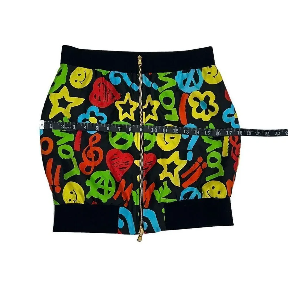 MOSCHINO COUTURE X JEREMY SCOTT New !! Mini Skirt Size 6 Small ‘Peace Love’